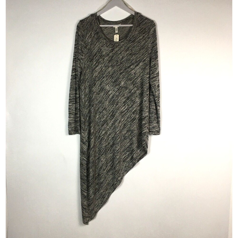 NEW! Soma Melange Asymmetrical Tunic Black Grey Long Sleeve Stretch Woman L